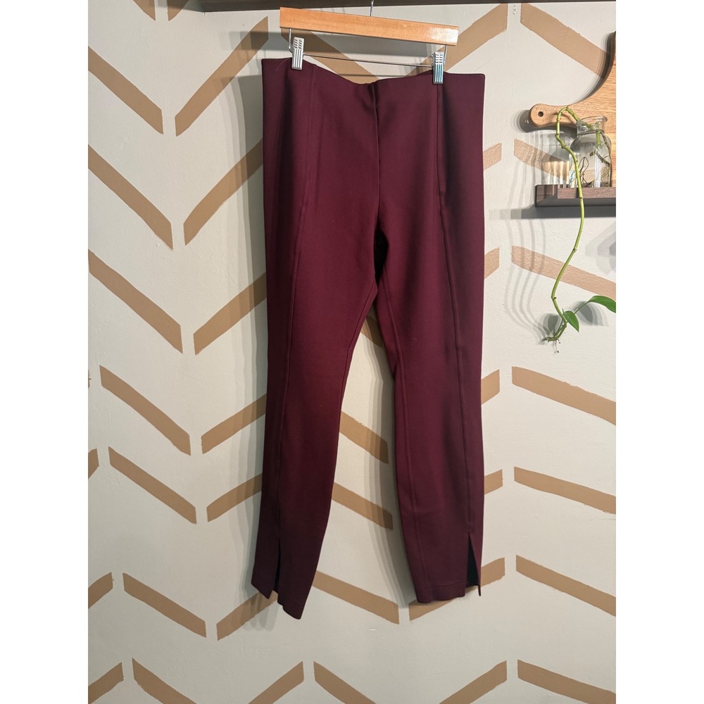 Lululemon Pants Women Size 10 Maroon High Rise Seam Detail Ankle Slit Slim Fit
